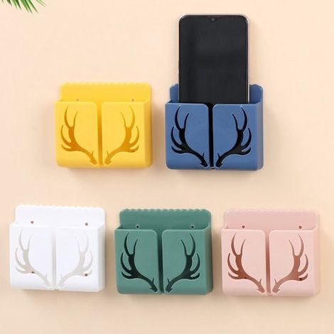 Este soporte de almacenamiento para mandos a distancia de 5 piezas se monta en la pared y es adecuado para oficinas, dormitorios, para el uso de teléfonos móviles y otros lugares. (1/5)