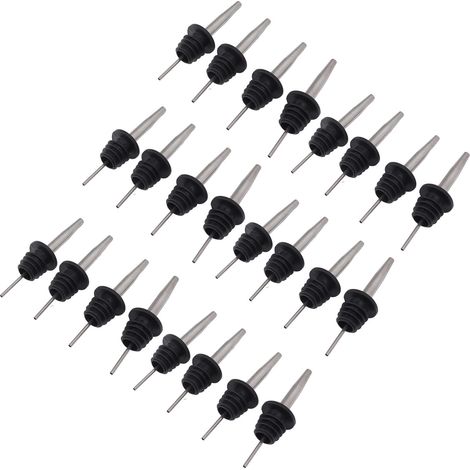 Lot de 24 becs verseurs en acier inoxydable avec couvercle en plastique noir, design conique, protection antirouille, pour bar. (1/5)