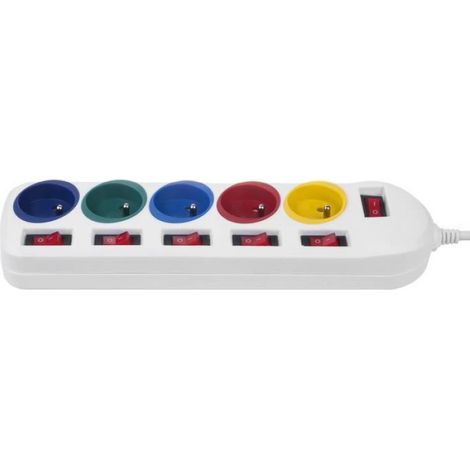 Bloc multiprises - Maclean - MCE204 M/W - 5 prises - Protection enfant - 1,5m câble (1/4)