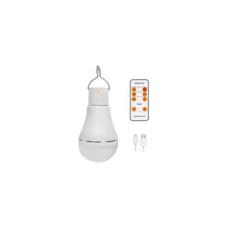 Bombilla recargable por USB con mando a distancia, LED regulable de 7 W, para emergencias en acampadas al aire libre - Crezuo