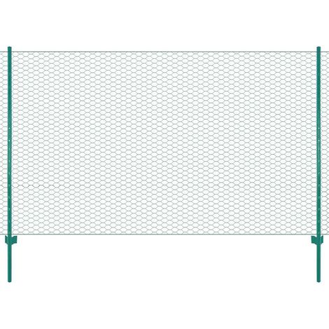 vidaXL Valla de malla alambre con postes acero 25x1,5 m verde
