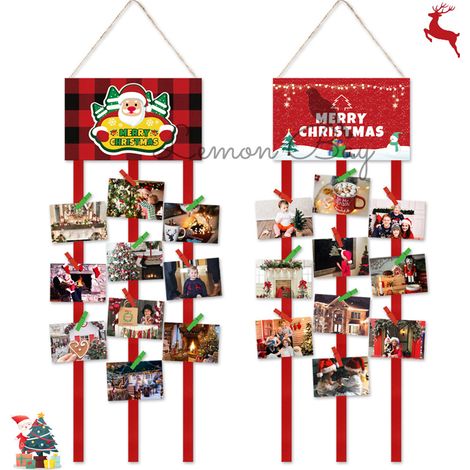 GARRYFIZH Organisateur de cartes de Noël, porte-photos mural en feutre avec 40 pinces à photos, cadres, décorations de collage, cartes et loisirs créatifs en papier.