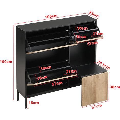 Schrank Schuhschrank Aufbewahrung 100x100x25 mit Bank OKMYHOME (1/2)