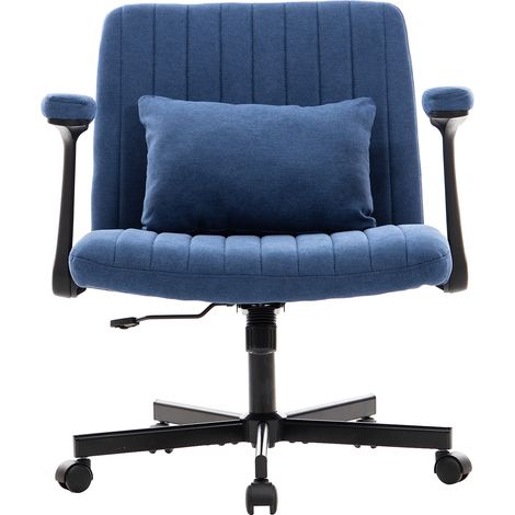 Sedia da ufficio in velluto blu girevole e regolabile con braccioli pieghevoli - MODENUIT (1/3)