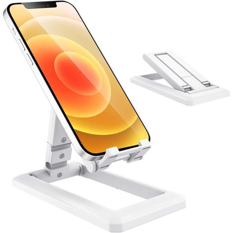 Phone Stand, Portable Desk Phone Stand Multi-Angle Adjustable Smartphone Stand PC Dock for iPhone 13 Pro/13/12 Pro Max,iPhone 11,Se,XR,P30,S20 and Other Devices - White