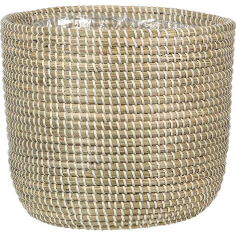 Scheurich Seagrass 22. vase en osier/pot de plantes en osier/pot en osier en seagrass couleur : White. 22 cm de diamètre. 19.5 cm de hauteur. 7.5 l vol.
