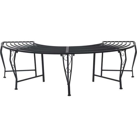 Banc en forme d'arbre, 4 places, 160 x 80 x 44 cm, acier noir. (1/5)