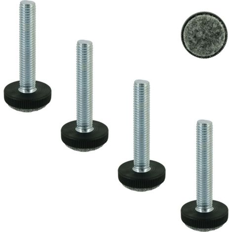 Cyclingcolors – Lot de 4 vérins réglables M8 x 50 mm – Acier et plastique – Patin feutre pour protection surfaces – Ajustement précis hauteur (1/2)
