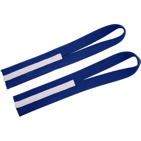 Set aus 2 rutschfesten Hebebändern aus Canvas für die Handgelenke, die die Festigkeit und Form der Bandagen verstärken, zum Heben von Gewichten (blau). (1/4)