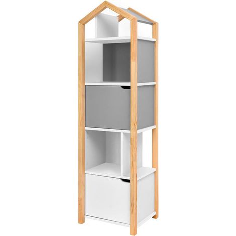 Bibliothèque maison Bellamy Joey Gris et blanc (1/4)