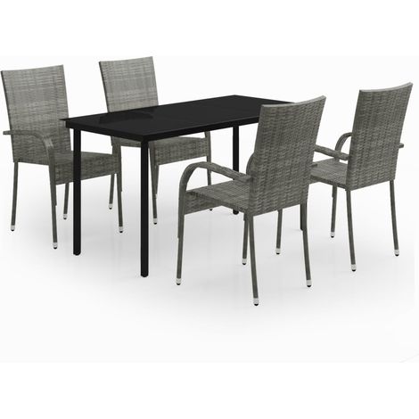 Maison Exclusive - Set Mobili da Pranzo per Giardino 5 pz Grigio e Nero