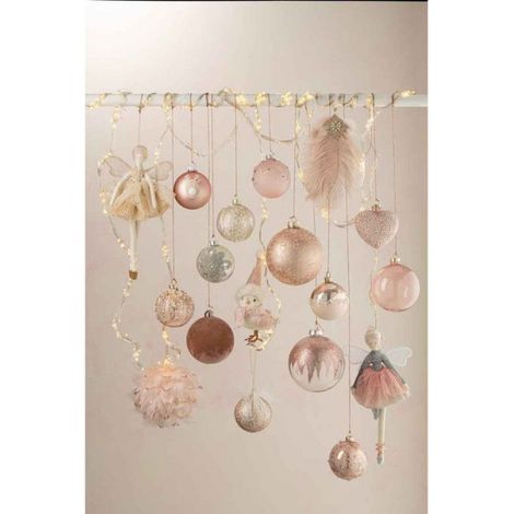 Lot de 4 Boules de Noël "Verre Épais" 10cm Transparent & Rose (1/2)