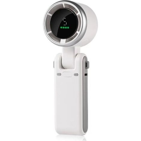 Mini Portable Rechargeable Fan, 5 High Speeds, Adjustable, 3600mAh, Travel Fan, Travel Fan, Turbo Fan, Neck Fan, White (1/5)