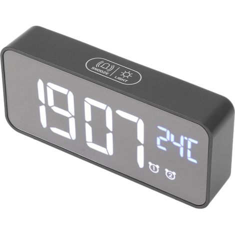 Digitaler LED-Spiegelwecker, großes Display, intelligente Helligkeitsanpassung, Schlummerfunktion, Abschaltautomatik, Speicher für 13 Lieder für Zuhause (1/5)