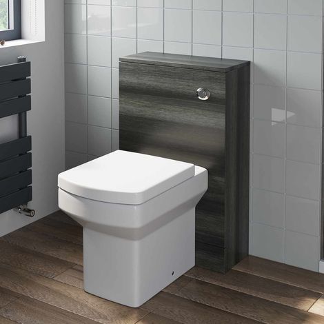Charcoal Grey Bathroom Furniture WC Toilet Unit BTW Back to Wall Soft Close Royan Toilet Pan