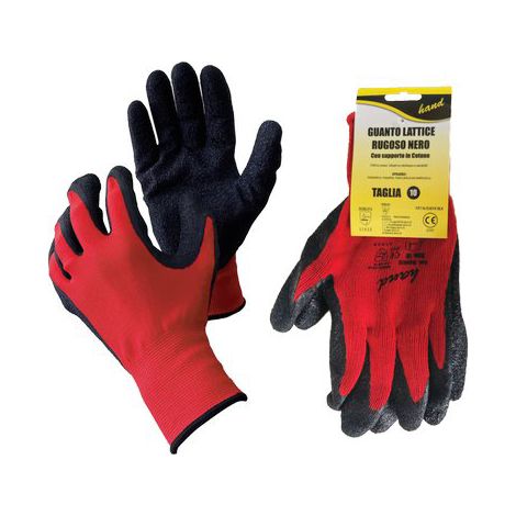 GUANTO LATTICE RUGOSO NERO HV HAND/WORKIT - MAGLIA PESANTE COTONE ROSSO 8- 12 paia