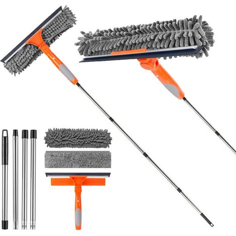 Équipement de nettoyage de vitres - 175 cm - Kit de nettoyage télescopique pour la maison, le pare-brise de voiture, la porte de douche, 2 en 1