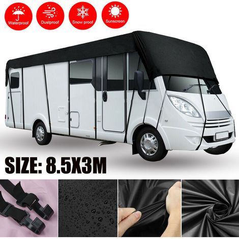 Couverture de protection 8.5x3m vinyle 210D – Bâche étanche pour camping-car et caravane – 26 ceintures coupe-vent incluses (1/5)