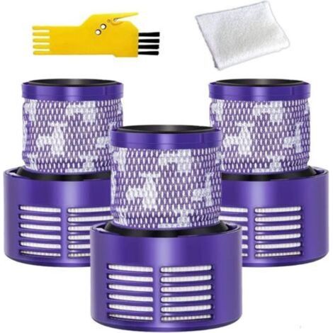 Lot de 3 Filtre Lavable pour Aspirateur Dyson Série V10 SV12 avec Une Brosse de Nettoyage et Chiffon, Filtre de Rechange Dyson pour Série V12 SV12 (1/5)