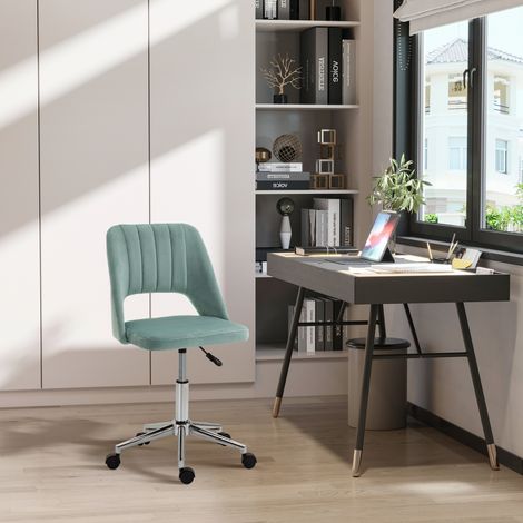 Chaise de bureau ergonomique à hauteur réglable, revêtement en velours, 49 x 60 x 79-91 cm, vert pétrole (1/5)