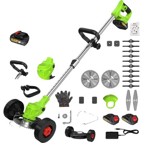 Coupe-bordures sans fil, moteur haute vitesse, longueur réglable, Deux batteries-a (1/2)