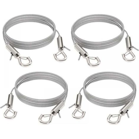 Fil de fer réglable pour miroirs, lampes, panneaux d'affichage, etc., capacité de charge 30 kg, 4 pièces, 2 m x 1,5 mm (1/4)