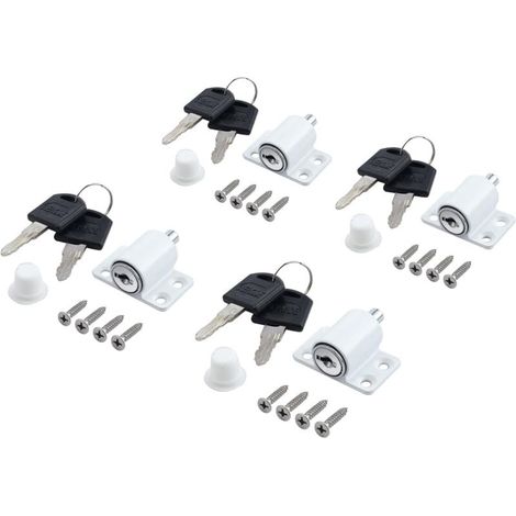 Cerraduras completas para ventanas, cerraduras para puertas correderas, limitadores de cerradura para puertas correderas, color blanco. (1/5)