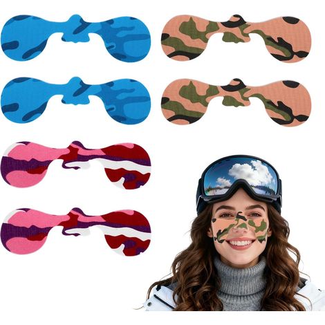 6pcs Patchs Visage Coupe-Vent & Antigel pour Ski et Snowboard, Patchs Masque de Ski Camouflage Respirant Nez Joue Stickers pour Femmes Hommes Sports d’Hiver Extérieur Protection Visage Froid (1/5)