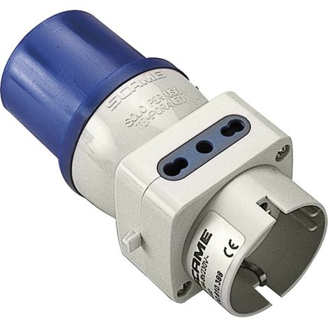 poly pool - adattatore industriale con 3 prese civili e spina industriale 16 a ip20 blu