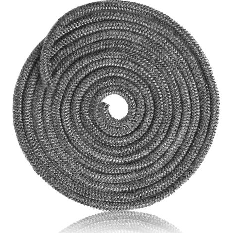 Joint Tressé pour Insert et Poêle 6 mm x 2,5 m, Joint Noir en Fibre de Verre, Imprégnée de Graphite, Joint d'Étanchéité en Fibre de Verre, Corde de Joint de Cheminée Remplacement (1/5)