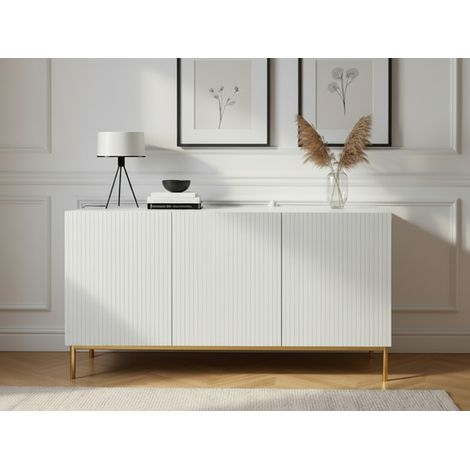BOBOCHIC - Buffet 3 portes 150 cm KASHA pieds or Blanc (1/5)