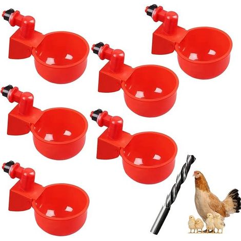 Automatic Poultry Drinker with 9mm Drill Bit Red Plastic for Birds Poultry Pigeon Chickens Ducks (1/5)