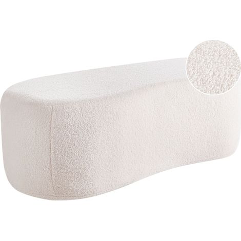 Pouf Moderne en Bouclé Rembourré avec Motif Blanc Cassé Bayard (1/5)