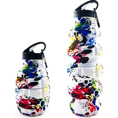 Bouteille de voyage pliable Element, gourde pliable en silicone réutilisable pour enfants, étudiants, écoles, bureaux, gourde de sport portable et étanche blanche (1/5)
