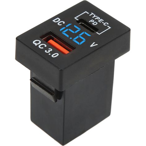 Prise de chargeur de voiture QC 3.0 à charge rapide 12-24 V avec affichage de la tension pour voitures, motos et camping-cars (1/5)