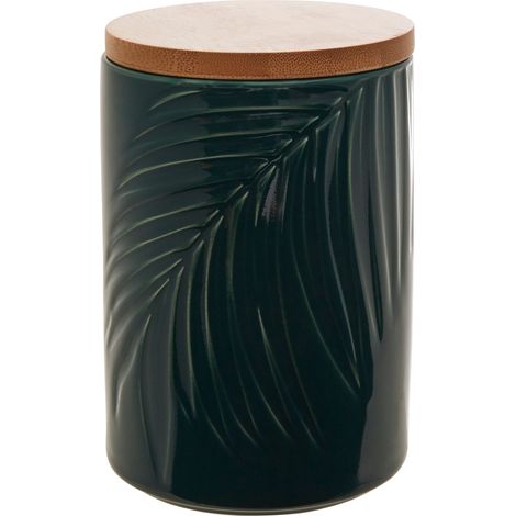 Interiors By Premier Dark Green Medium Storage Jar With Bamboo Lid,Airtight Jar For Storing Dry Goods,Functional Kitchen Jar (1/5)