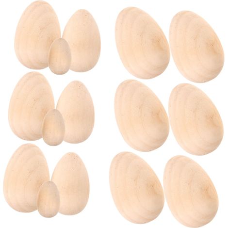 Œufs en Bois Factices 15 Pcs Naturel pour Bricolage Créatif Adultes Décoration Intérieure Fête de Pâques Printemps Loisirs (1/5)