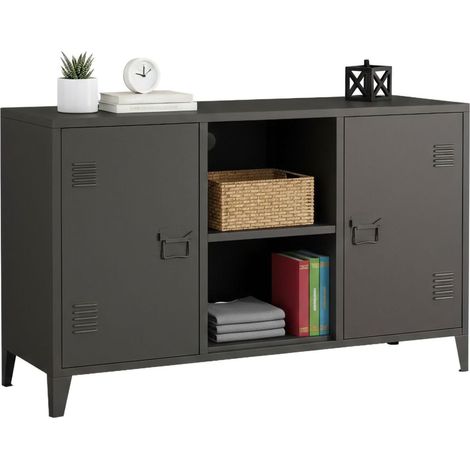 Dmora - Kommode Friddi, Wohnzimmerbuffet, Wohnzimmer-Sideboard, Moderne Küchen-Speisekammer, 120x40 h73 cm, Schiefer