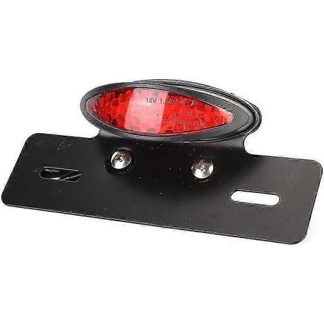 Feu arrière ovale rétro à LED pour moto, feu stop, éclairage de plaque d'immatriculation, compatible Honda (couvercle rouge) (1/4)