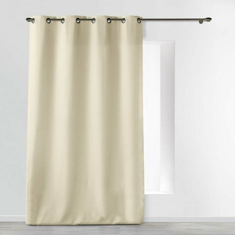 Rideau grande hauteur à œillets 140 x 280 cm – Polyester uni Essentiel Naturel (1/5)