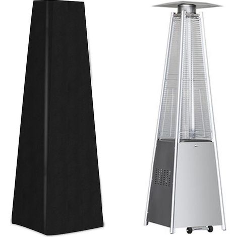 Betterlifefg-couverture de chauffage de patio, bâche de couverture de chauffage de patio pyramidale, housse de chauffage de patio extérieur anti-poussière / coupe-vent, noir (1/3)