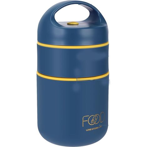 Boîte à lunch isotherme-Gobelet pour le petit-déjeuner-Étanche-Multifonctionnelle-Idéale pour l'école et les pique-niques-Bleue (1/5)