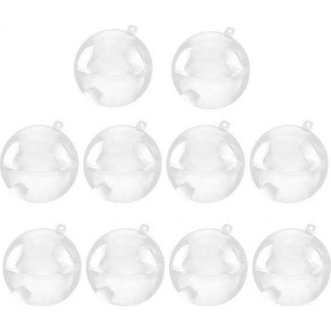 Lot de 2 x 10 boules transparentes en plastique (60 mm) pour décorer votre sapin de Noël. (1/5)