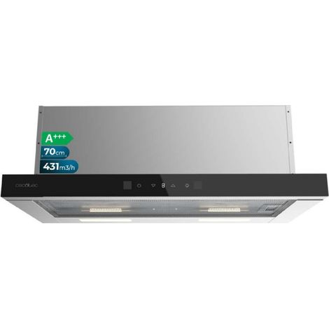Cecotec Campana Extractora 70cm Telescópica Bolero Flux TLT 704400 Glass Black A+++. Succión 431,2m³/h, Bajo Consumo, Motor DC (1/5)