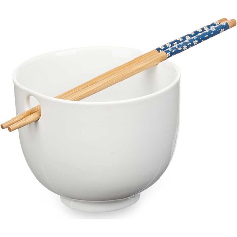 Tazón de ramen con palillos, blanco (1/5)