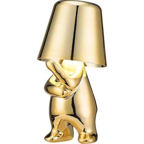 Lampe de table à intensité variable avec commande tactile, statue d'homme doré, idéale pour la lecture dans le salon ou la chambre à coucher - Mr-WHY (1/3)