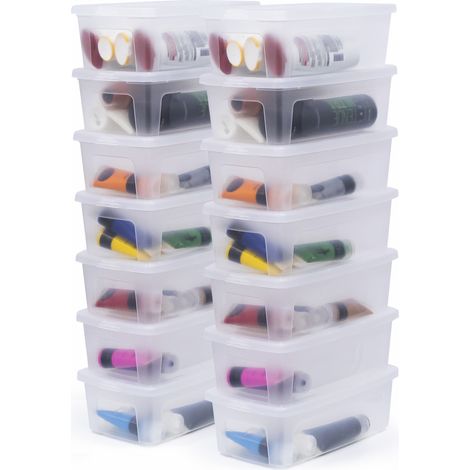 Iris Ohyama Vielseitige Aufbewahrungsboxen, 5L, 14er-Set, Transparent, Deckel leicht schließbar, Stapelbar, Plastik, Für Schrank, Regale, Klassenzimmer, Organisation, Kunstbedarf, Schuhe, MCB-5 (1/5)