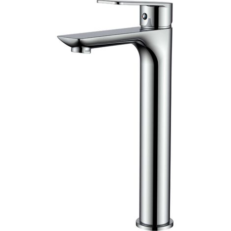 Grifo Lavabo Alto Monomando, Grifo Baño Misisipi Cromado, Acero Inoxidable 304 Fría/Caliente (1/4)