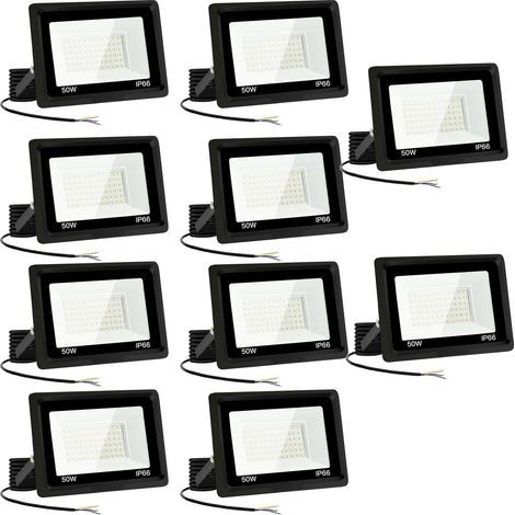 10  50W Projecteur LED,spot led extérieur 5000LM Super Brillant Projecteur LED Exterieur IP66 Etanche Projecteur Exterieur Led 6000K Blanc Froid Projecteur Led pour Garage, Jardin, Terrace, Cour