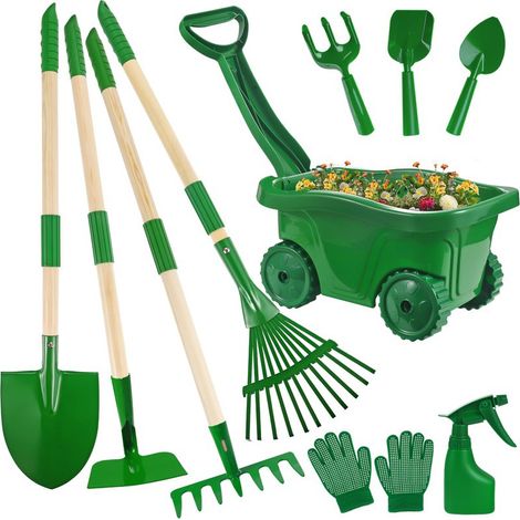 Ensemble d'outils de jardinage pour enfants, 10 pièces, comprenant un râteau. (1/4)